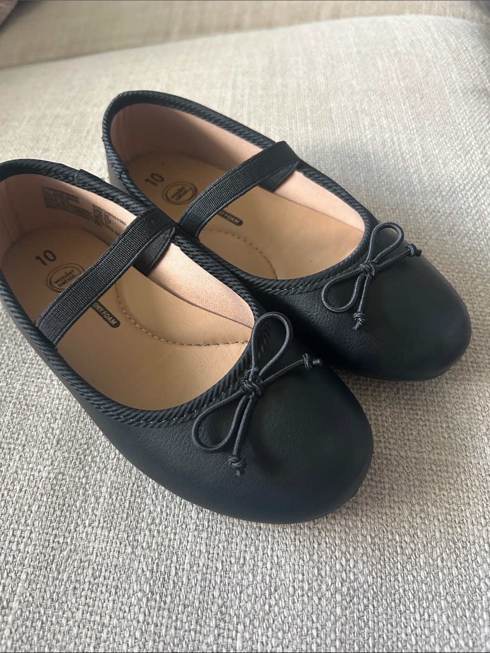 wonder nation Black Mary Jane Ballet Flats with Bow Detail sz 10